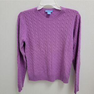 White + Warren purple cable knit cashmere sweater L Runs Small